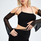 Women's Irregular Cutout Bodycon Dress Black Stretch Party Clubwear