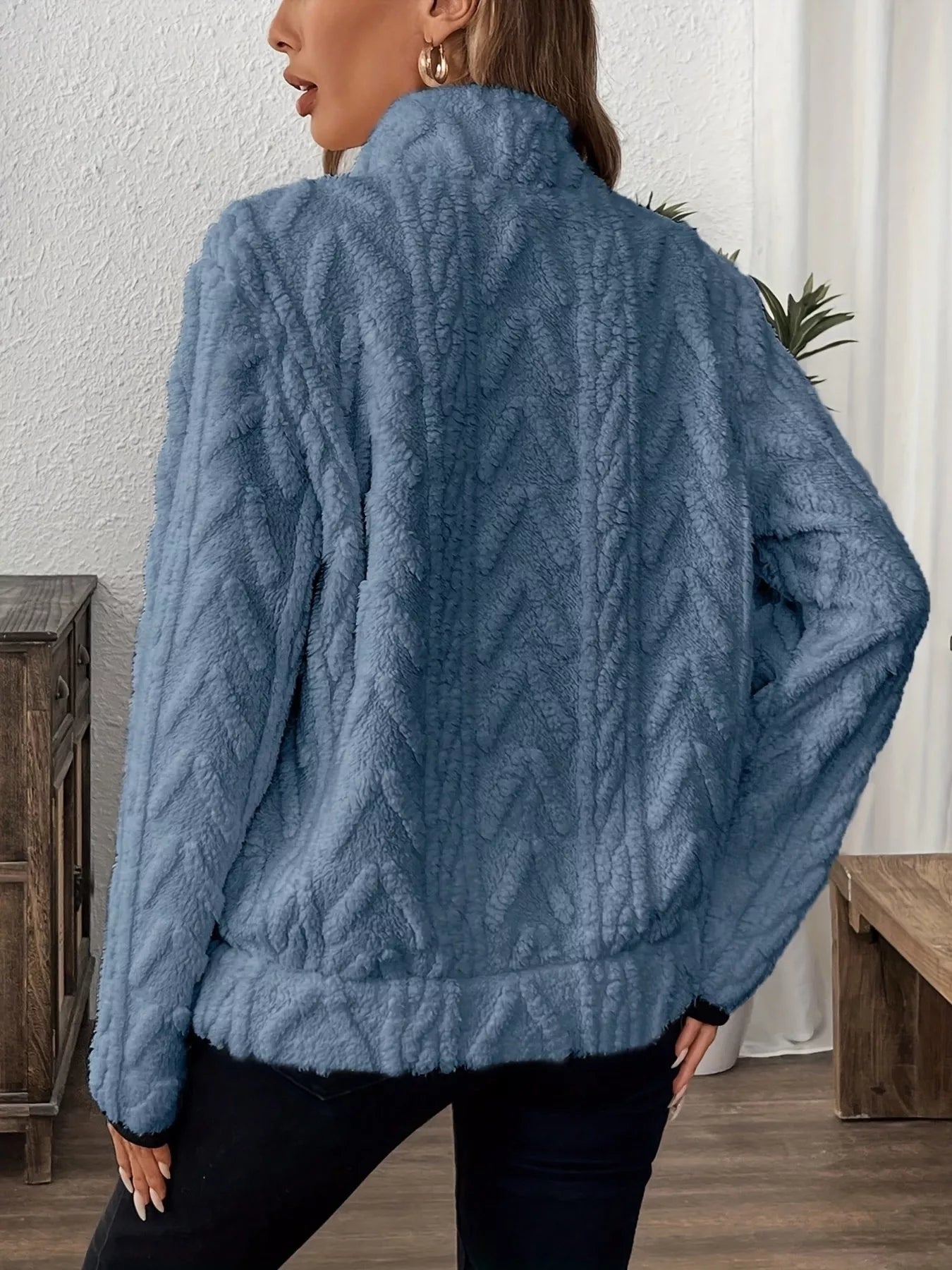 Sarah Express Women's Cozy Sherpa Half Zip Sweatshirt