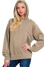 Sarah Express Women's French Terry Hoodie | Pigment Dye Oversized | 100% Cotton | S-L