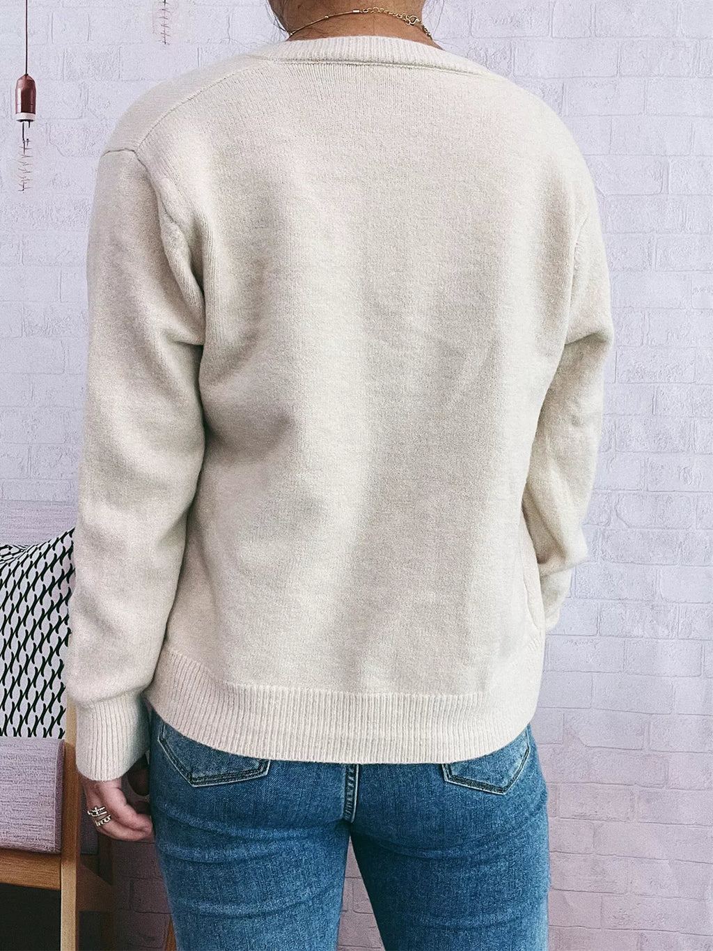 Sarah Express Women's Flower Button Up Long Sleeve Cardigan