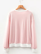 Sarah Express Women's Stripe Contrast Edge Patchwork Long Sleeve Top