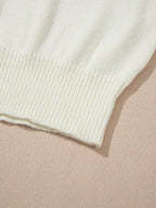 Sarah Express Women's Flower Detail Round Neck Puff Sleeve Sweater