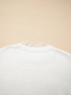 Sarah Express Women's Lace Sleeve Patchwork Fuzzy Sweater