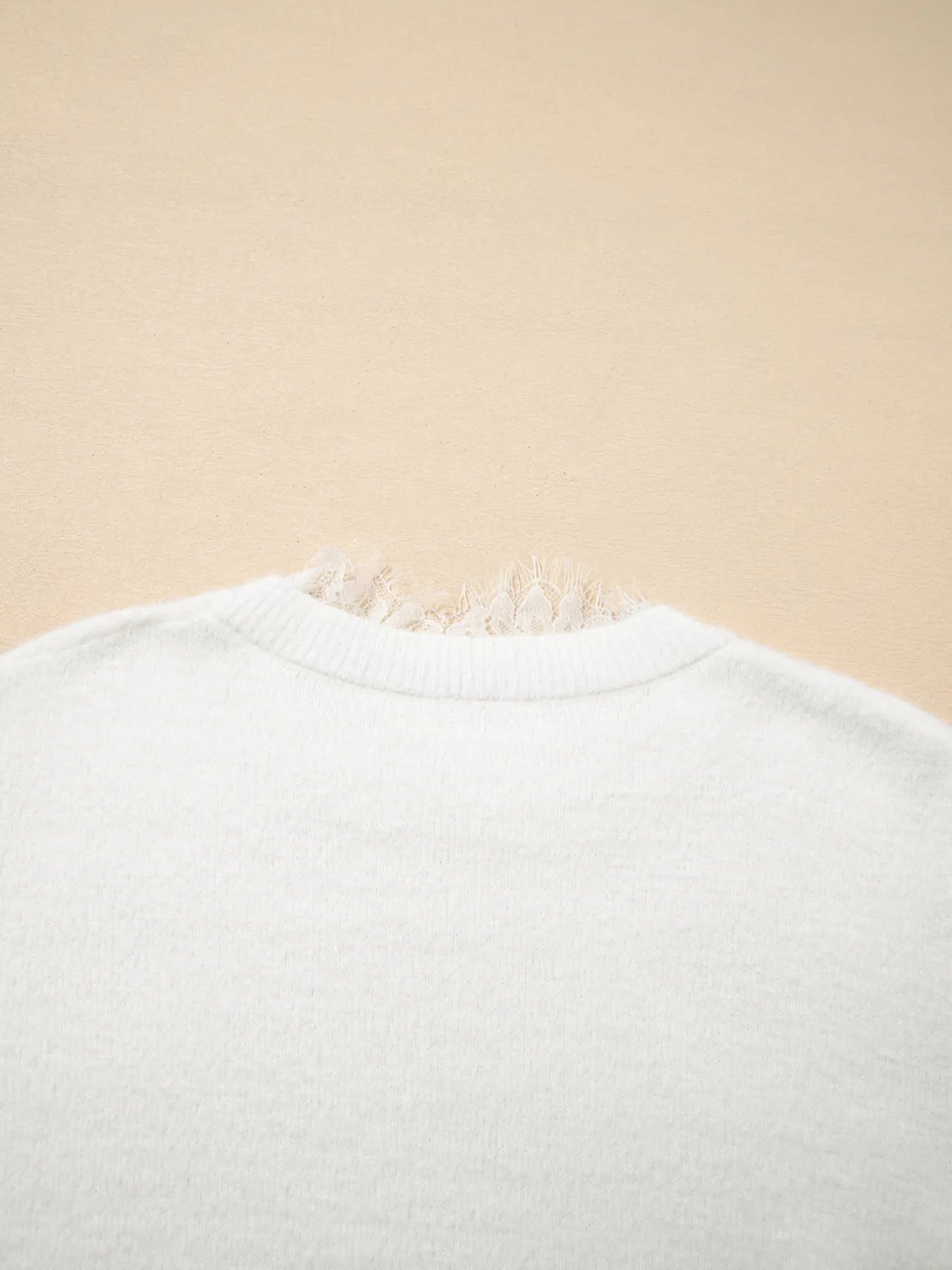 Sarah Express Women's Lace Sleeve Patchwork Fuzzy Sweater