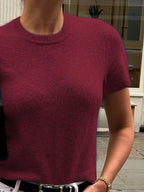 Sarah Express Women's Round Neck Short Sleeve Sweater