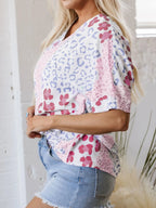 Sarah Express Women's Leopard Print V-Neck Casual Blouse