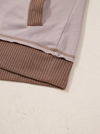 Sarah Express Women's Oversize Waffle Patchwork Exposed Seam Casual Hoodie