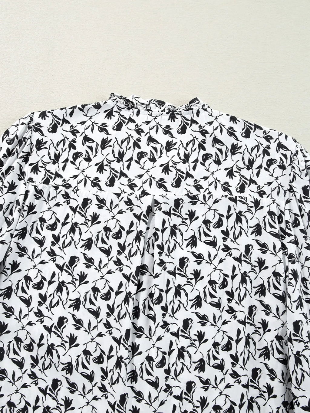 Sarah Express Women's Floral Button Down Long Sleeve Shirt - Ruffled Viscose Blouse