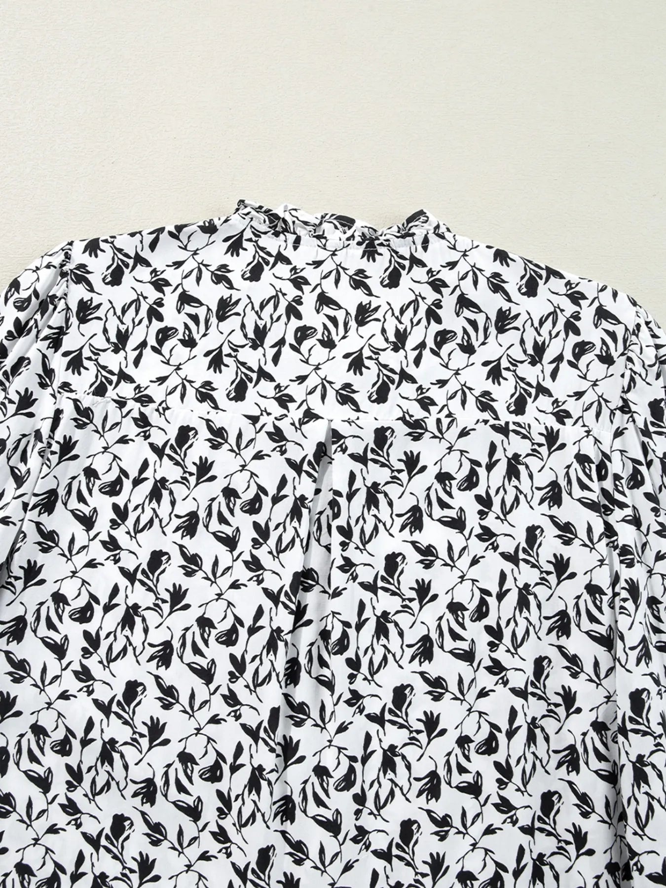 Sarah Express Women's Floral Button Down Long Sleeve Shirt - Ruffled Viscose Blouse