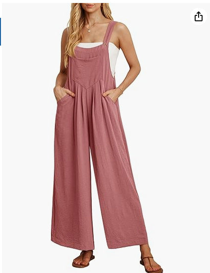 Women's Casual Loose Jumpsuit Pockets Polyester One Piece