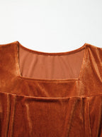 Sarah Express Women's Velvet Ribbed Texture Square Neck Slim Puff Sleeve Top