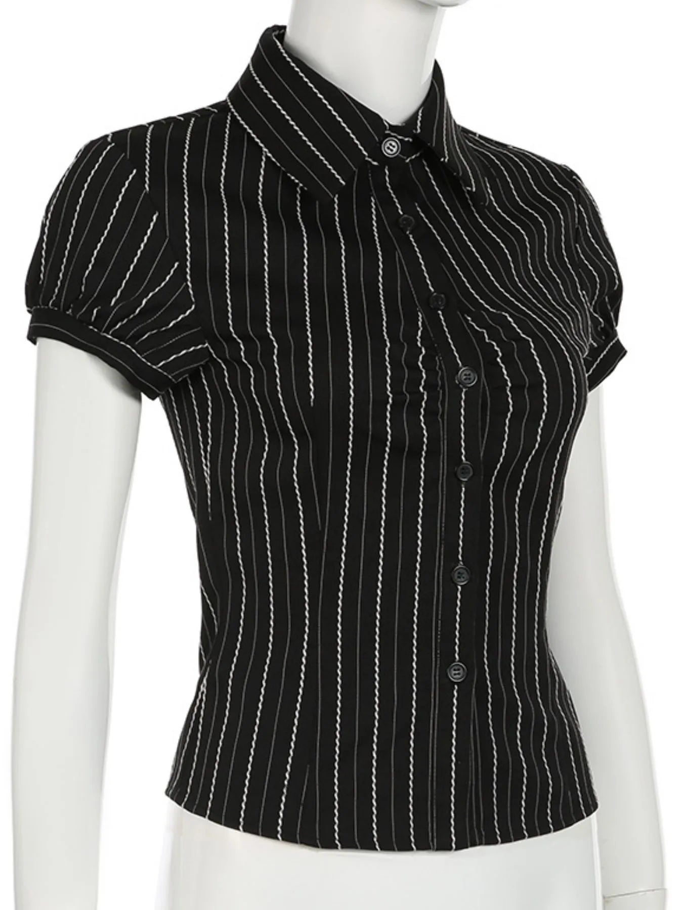 Sarah Express Women's Striped Button-Down Collared Shirt