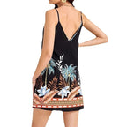 Women's Tropical Camouflage Print Mid Waist Dress