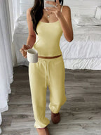 Sarah Express Women's Solid Color Cami and Pants Set