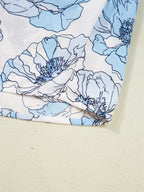 Sarah Express Women's Floral Print Frilly Smocked Square Neck Long Sleeve Blouse