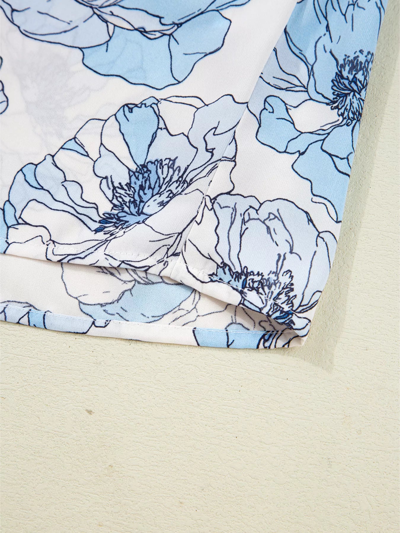 Sarah Express Women's Floral Print Frilly Smocked Square Neck Long Sleeve Blouse