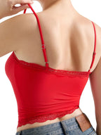 Sarah Express Women's Lace Trim Cami Top - Elegant Sleeveless Tank