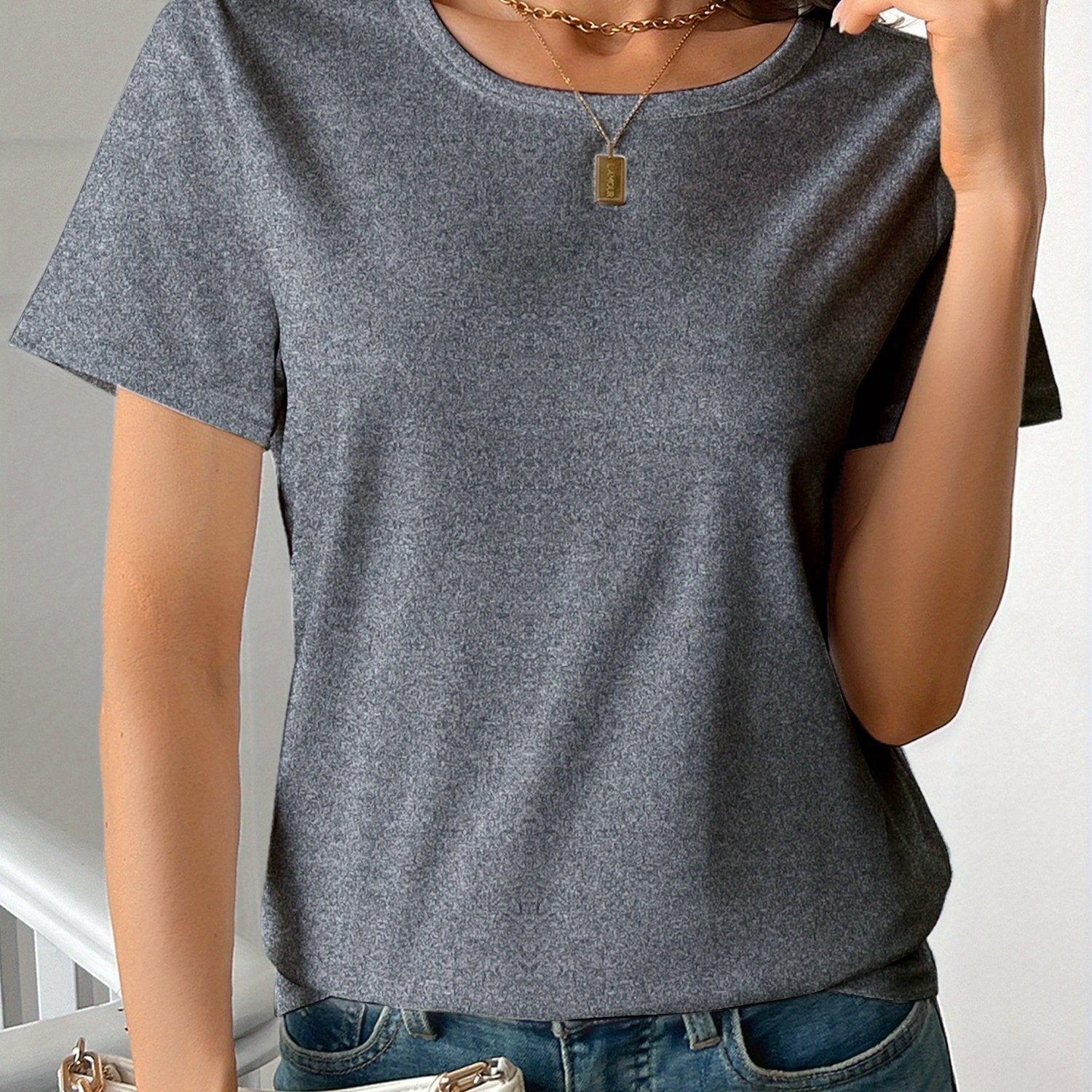 Women's Round Neck Short Sleeve Cotton T-Shirt 3D Print Casual
