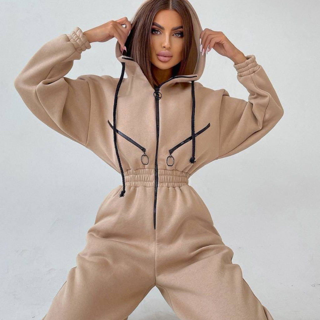 Hooded Long Sleeve Jumpsuit Sports Casual