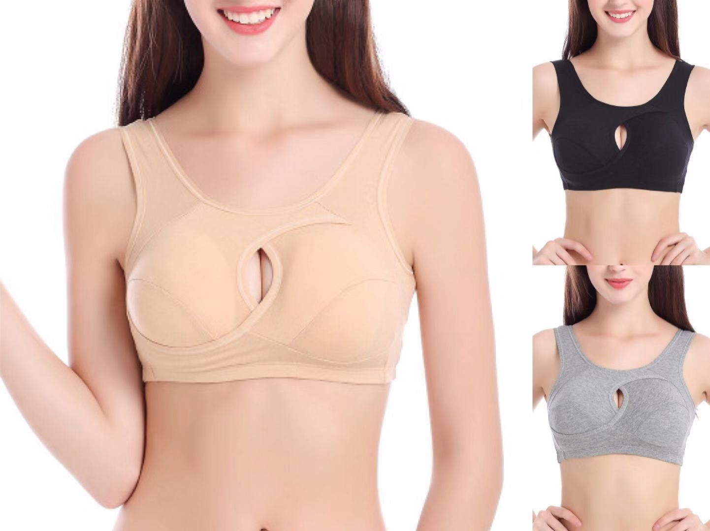 Women's Plus Size Wireless Cotton Comfort Bra Removable Padding