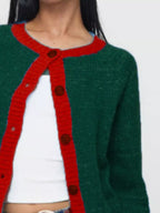 Sarah Express Women's Contrast Trim Button-Up Cardigan