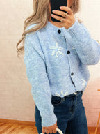 Sarah Express Women's Flower Button-Down Cardigan