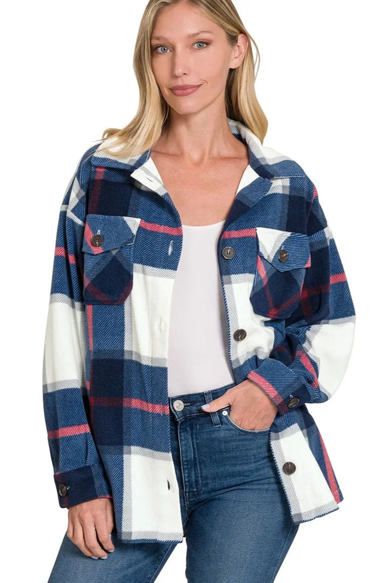 Oversized Plaid Fleece Shacket