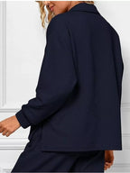 Sarah Express Women's Side Slit Textured Top and Drawstring Pants Set