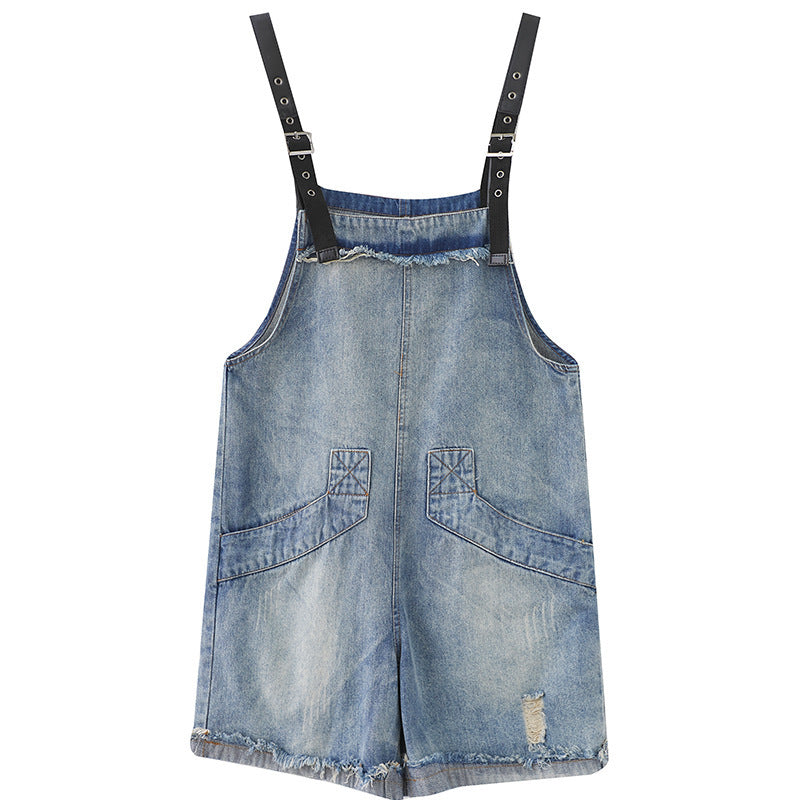 Women's Denim Overalls with Adjustable Suspenders Casual Jumpsuit Romper