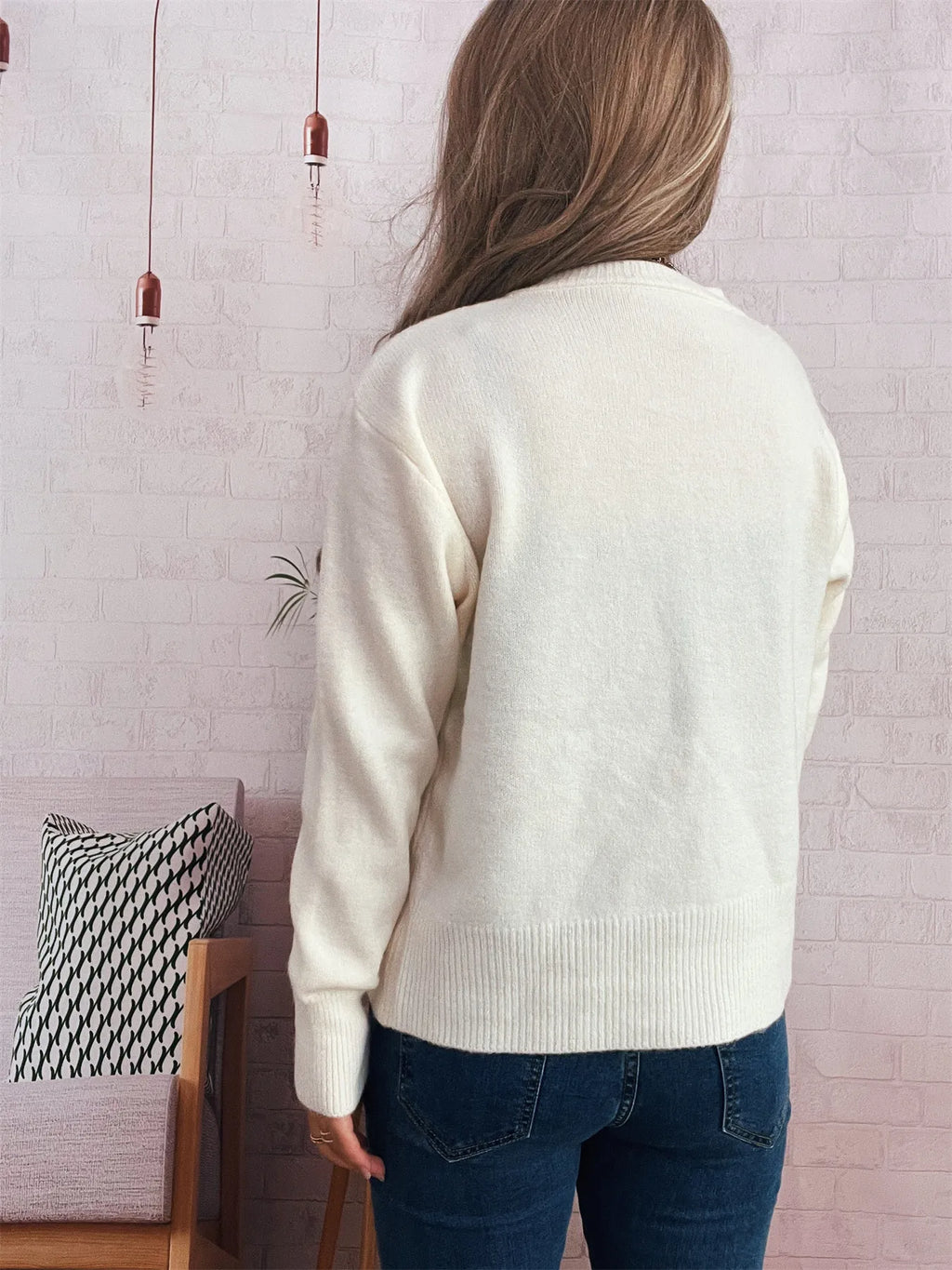 Sarah Express Women's Ribbed Button-Front Knit Cardigan