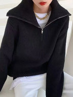 Sarah Express Women's Half-Zip Long Sleeve Sweater