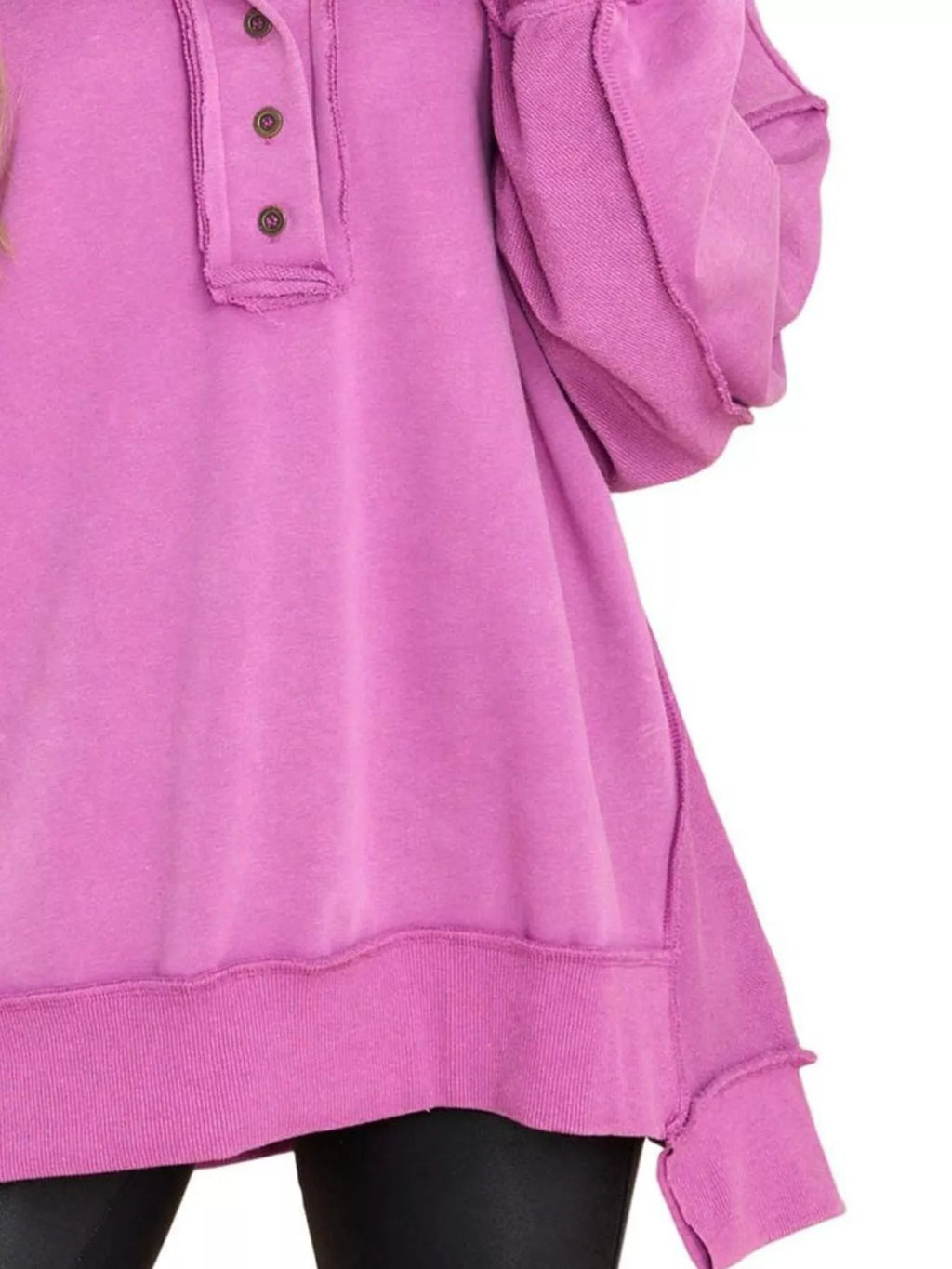 Sarah Express Women's Half Snap Long Sleeve Sweatshirt