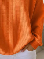 Sarah Express Women's Waffle Knit Button Detail Top - Plus Size Long Sleeve Casual Shirt