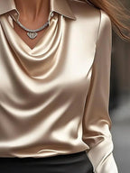 Sarah Express Women's Long Sleeve Blouse with Collar Plus Size