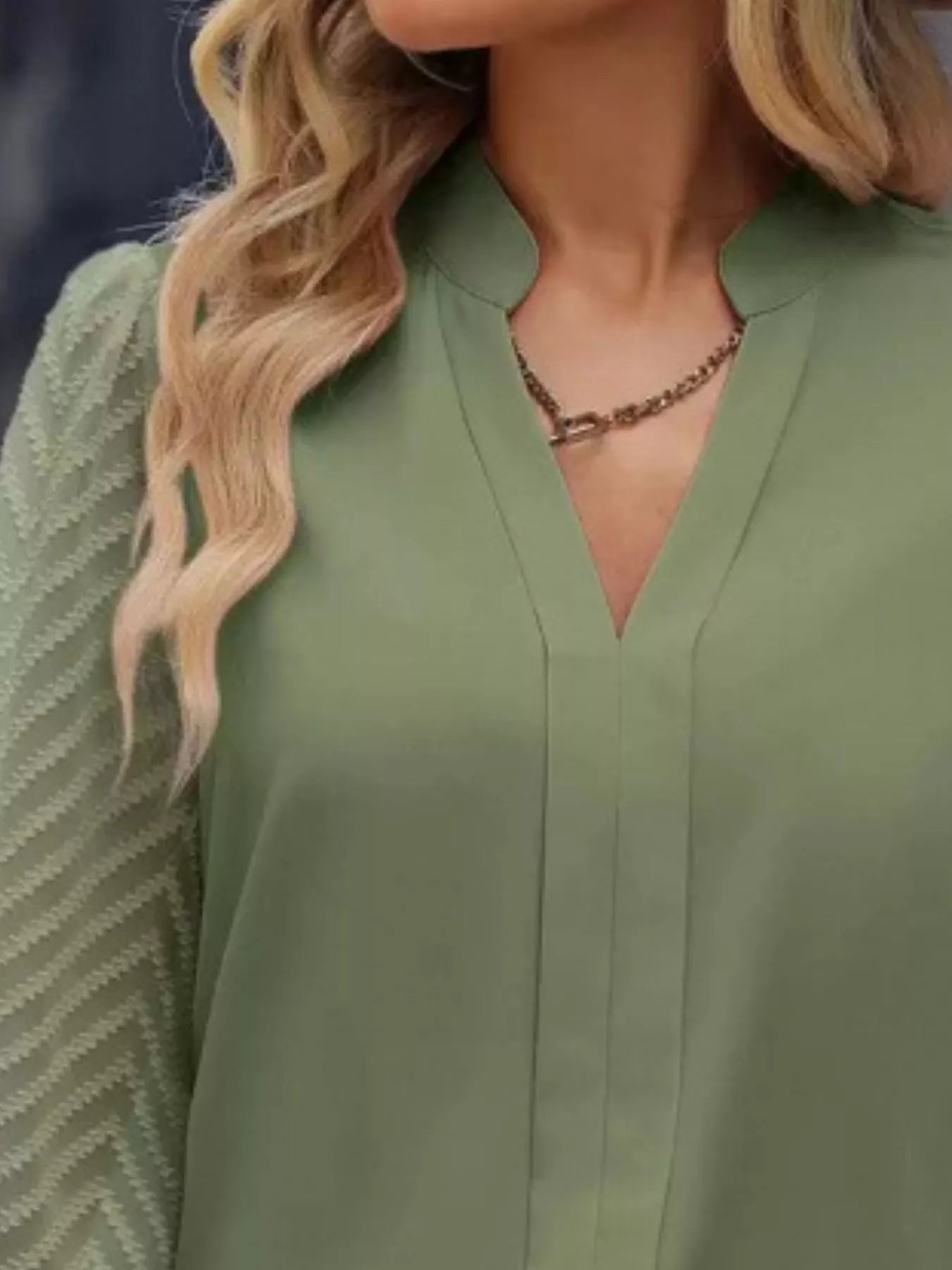 Sarah Express Women's Notched Long Sleeve Blouse