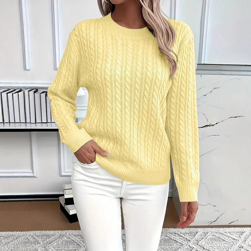 Women's Twist Detail Round Neck Knit Sweater Pullover