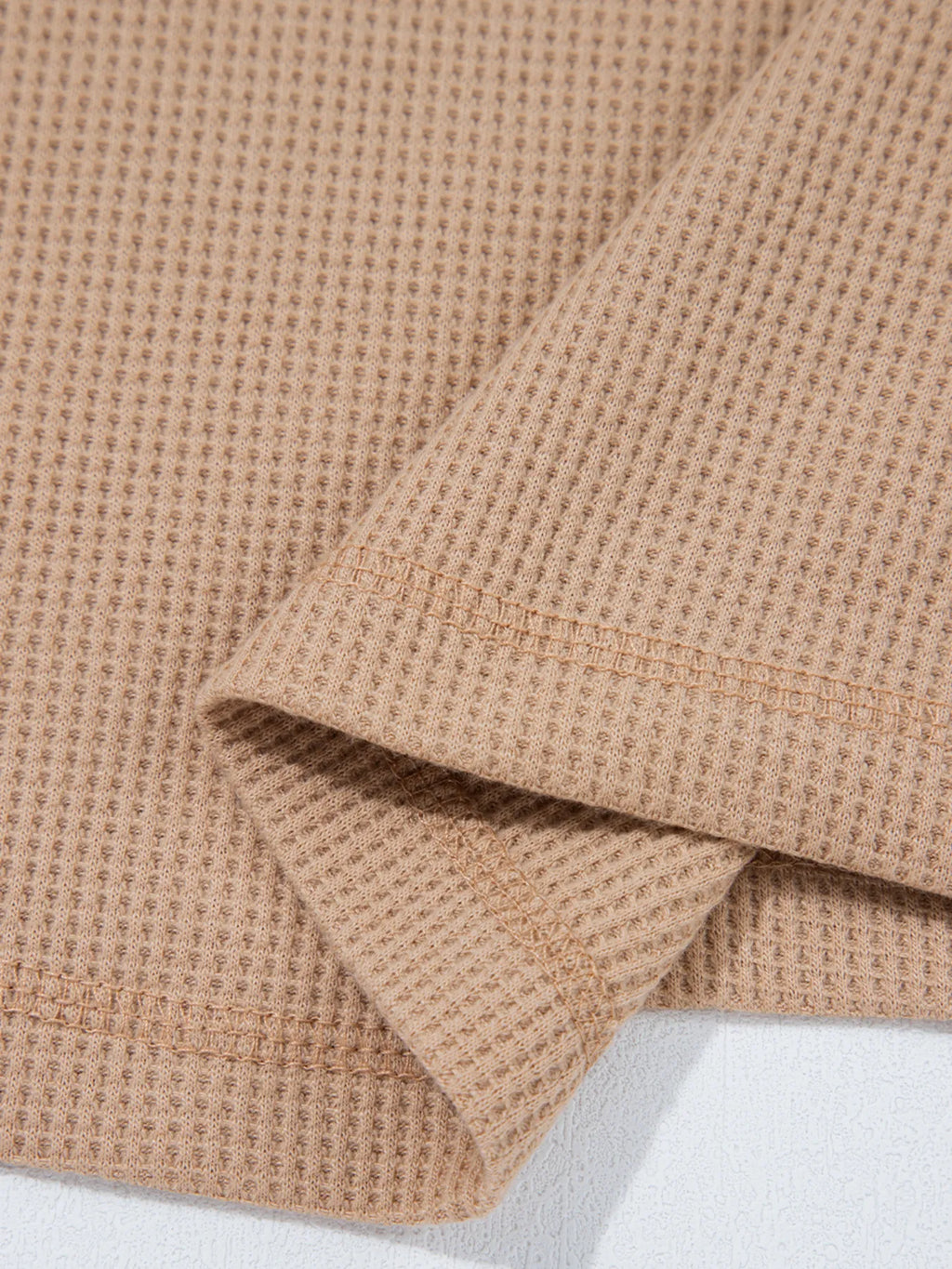 Sarah Express Women's Waffle Textured Tunic Henley Top with Slits