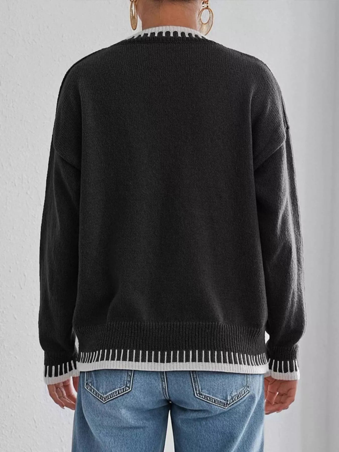 Sarah Express Women's Relaxed Fit Long Sleeve Sweater - Ribbed Knit Pullover