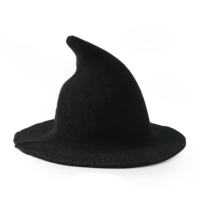 Wool Witch Wizard Hat Wide Brim High Crown Hand-Painted