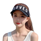 Women's Letter Print Sun Visor Adjustable Topless Hat UV Protection