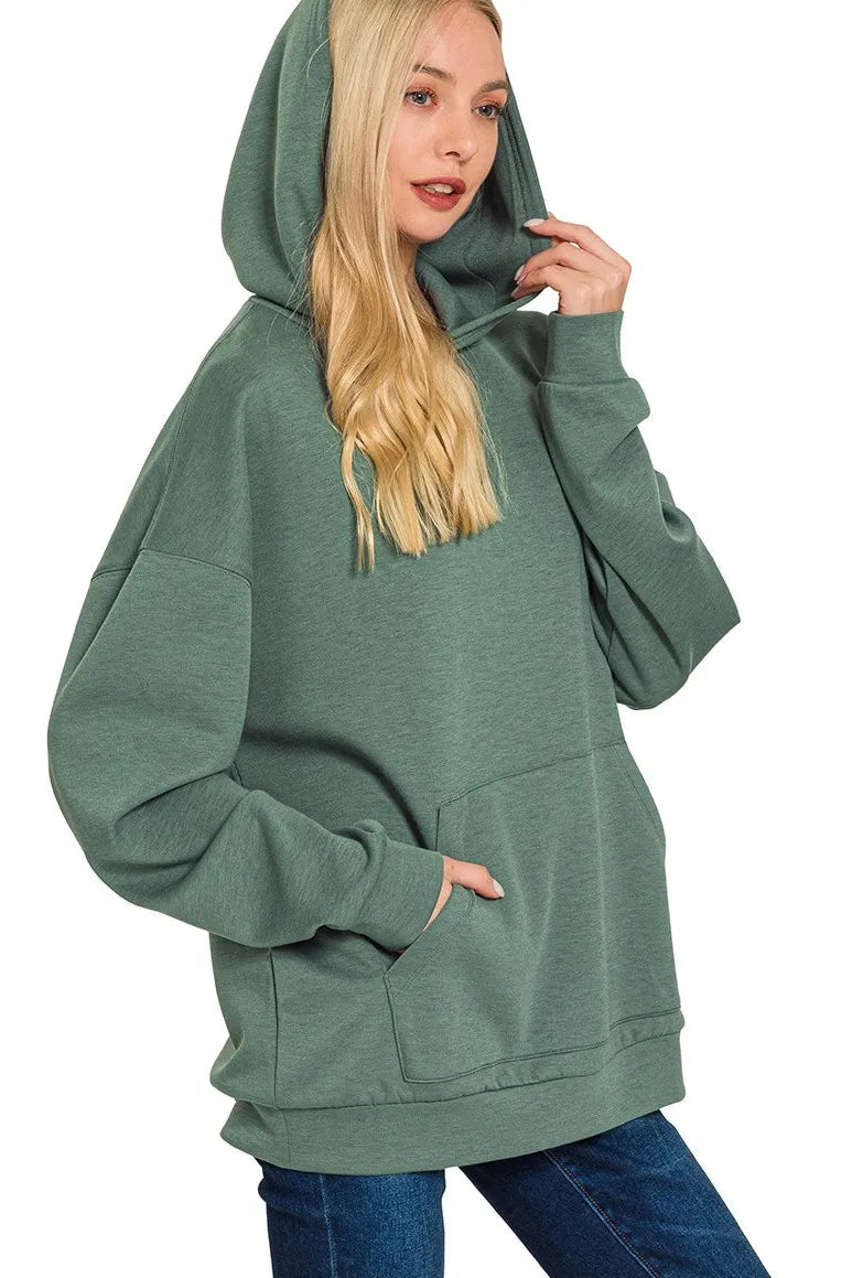 Sarah Express Women's Oversized Scuba Hoodie | Kangaroo Pocket | Polyester Blend | S/M-L/XL