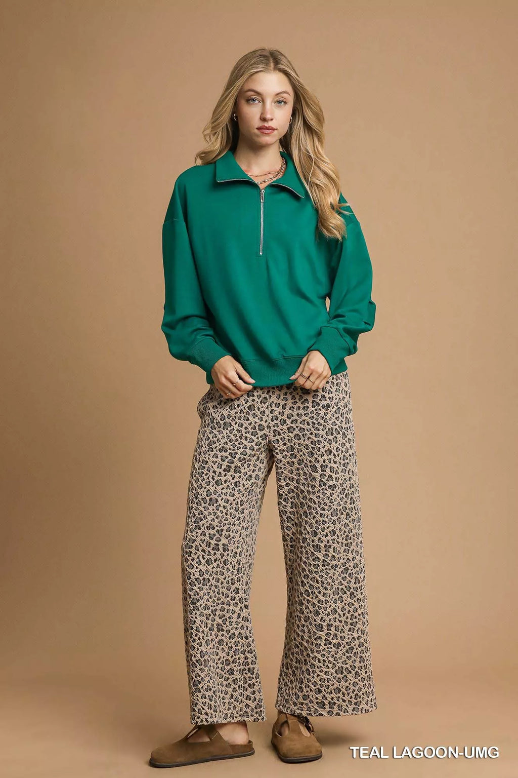 Sarah Express Women's Half Zip Drop Shoulder Sweatshirt