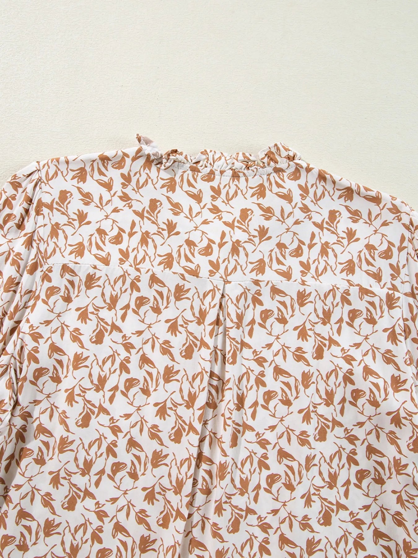 Sarah Express Women's Floral Button Down Long Sleeve Shirt - Ruffled Viscose Blouse