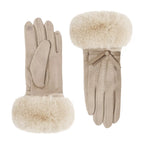 Trendsi Faux Fur Cuff Suede Gloves