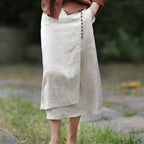 Women's A-Line Linen Skirt Artistic Irregular Stitching Mid-Length