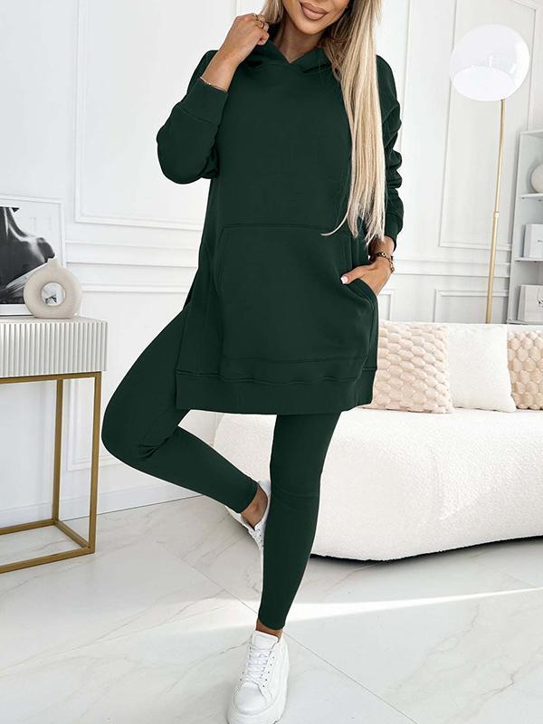 Women's Hooded Sweatshirt and Thickened Leggings Two-Piece Athleisure Set