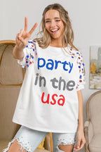 Sarah Express Women’s "Party In The USA" Spangle Puff Sleeve Top