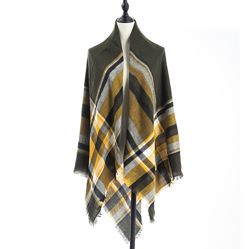 Women's Oversized Square Scarf Cashmere-like Double-Sided Shawl 140cm Woven Fall Winter Accessory