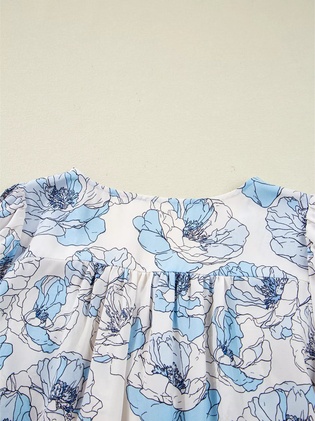 Sarah Express Women's Floral Print Frilly Smocked Square Neck Long Sleeve Blouse