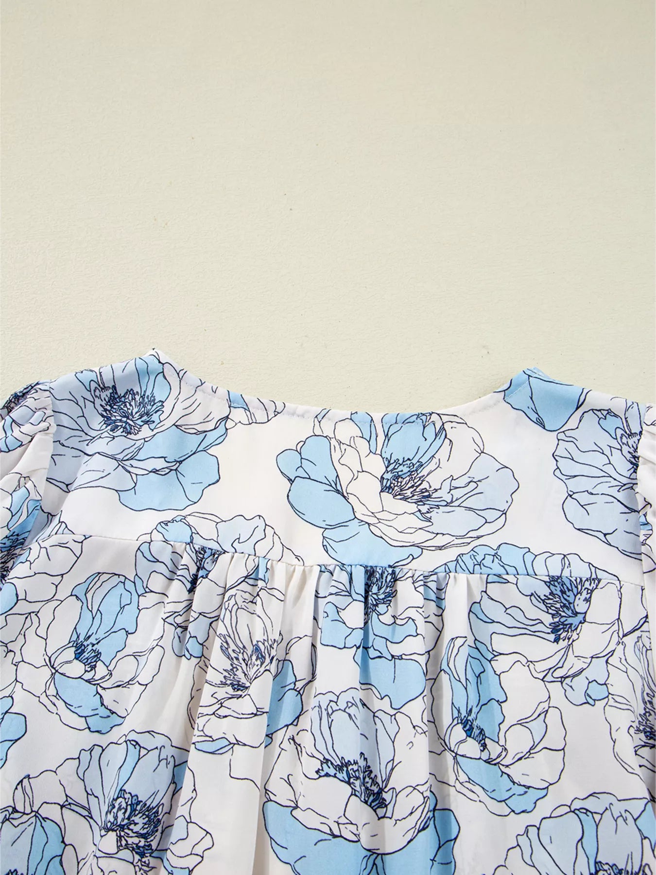 Sarah Express Women's Floral Print Frilly Smocked Square Neck Long Sleeve Blouse